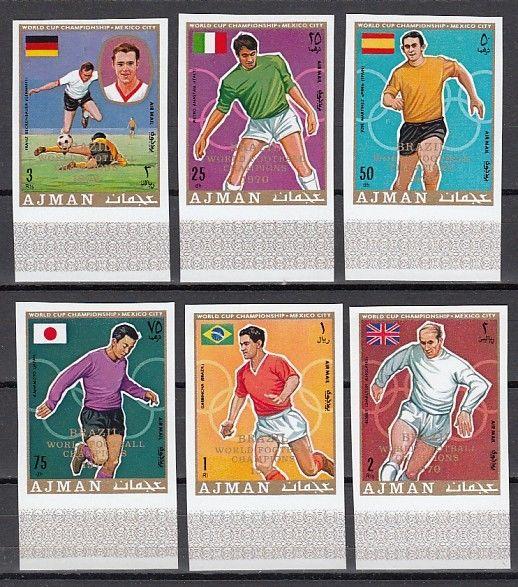 Ajman, Mi cat. 586-591 B. World Cup Soccer Winners, IMPERF issue.