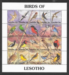 BIRDS - LESOTHO #886  SHEET OF 20  MNH