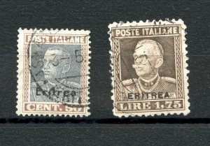 Eritrea #107A & #108 (E255) O/P 1928-9 Italy issues, Used, F-VF, CV$59.50