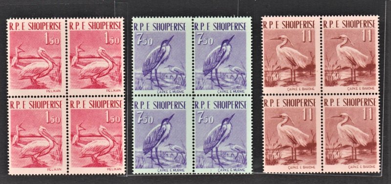 ALBANIA 1961 Protection of Wildlife Pelicans (3v Cpt, B/4) MNH CV$80