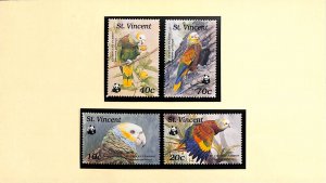 St. Vincent WWF World Wild Fund for Nature MNH stamps parrot birds