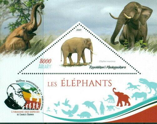 ELEPHANTS ANIMALS FAUNA CHARLES DARWIN MADAGASCAR 2019 MNH STAMP SET 4 SHEETS