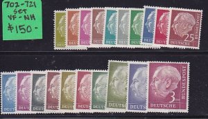 Germany Scott #'s 702 - 721 set VF OG never hinged cv $ 250 ! see pic !