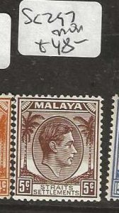 MALAYA STRAITS SETTLEMENTS  SG297   KGVI   5C    MOG    P0107H
