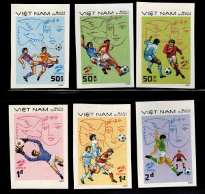 Unified Viet Nam Scott 1210-1215 Imperforate Soccer set NGAI