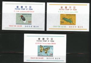 Korea Scott 499a-501a MNH** 1966 Insect mini-sheet set