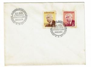 Turkey 1957 Heuss First Day Cover / Light Toning - Z165