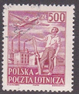 Poland # C27, Airplane Mechanic & Propellor, Used, 1/4 Cat.