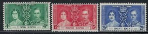 Hong Kong 151-53 MLH 1937 KGVI Coronation (an6007)