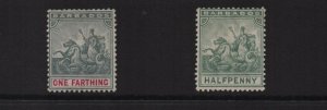 Barbados 1892/1896 SG105, SG106  CA watermark both mounted mint