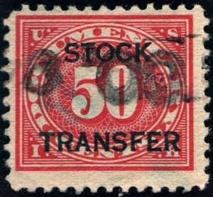 RD9 50¢ Stock Transfer Stamp (1918) Used