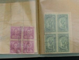 US Stamp Collection Blocks Used 40 Blocks (166 Stamps) in Vintage Block File