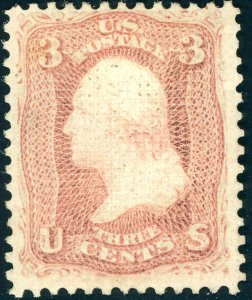 1867 3¢  C GRILL  #83 OG REPERF VF APPEARANCE CAT $5,500 CERT