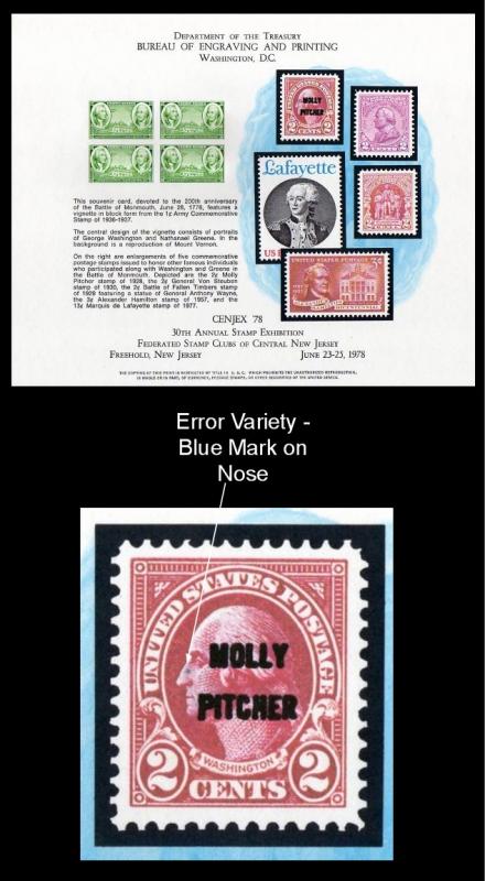 US #B45 1978 CENJEX Error Variety Mint BEP Souvenir Card