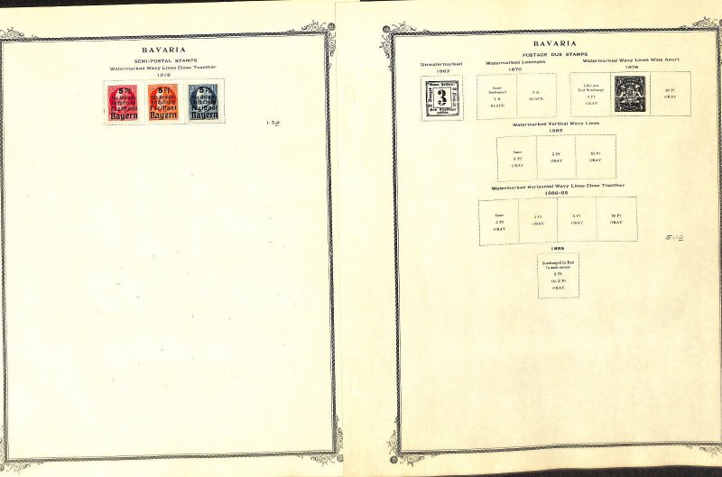 Bavaria - Germany Stamp Collection on 14 Scott Specialty Pages, 1849-1920 (BC)