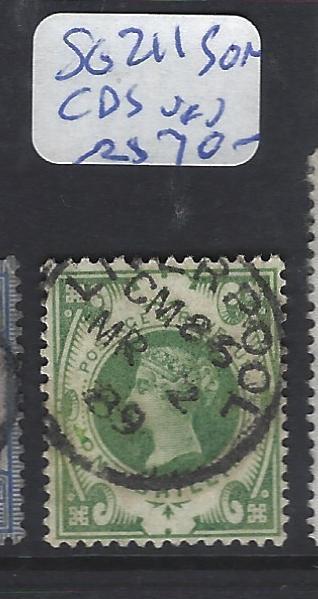 GREAT BRITAIN   (PP0512B)  QV 1/- GREEN  JUBILEE SG 211   CDS  VFU