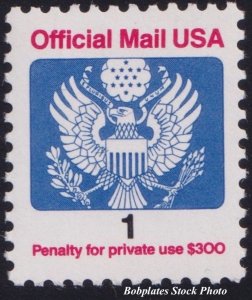 BOBPLATES #O143 Official Single F-VF MNH