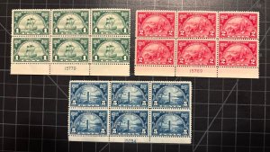 US Stamps - SC# 614 - 616 - Bottom Plate Blocks Of 6 - MOG NH - CV $490.00