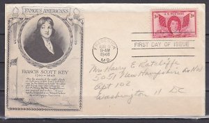 United States, Scott cat. 962. Francis Scott Key issue. First day cover. ^