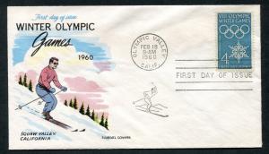 1960 #1146 Winter Olympics FDC - Fluegel Cachet - Olympic Valley, California