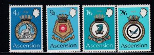 Ascension # 134-137, Naval Arms, Mint, Light Mount Glazing, 1/3  Cat.