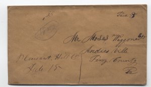 1850s Pleasant Hill Ohio manuscript stampless cover [6433.37]