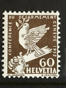 1932 Switzerland - Sc# 214 - Mint Light Hinged, 60c Dove