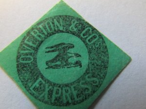 US Local Stamps, Overton & Co. Express Sc.# 113L1 Black on Green, MH NG,