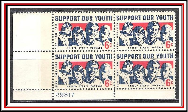 US Plate Block #1342 Youth MNH