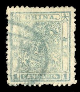 China 10, $110, 1885 1c green, used