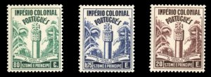 Portuguese Colonies, St. Thomas and Prince Islands #320-322 Cat$53.24, 1938 P...