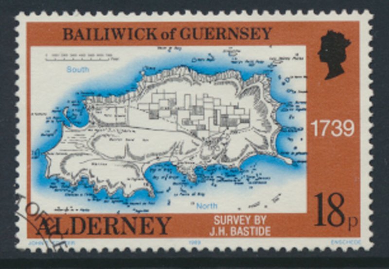 Alderney  SG A38  SC# 38   Bastides Maps Used First Day Cancel - as per scan