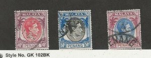 Malaya Penang, Postage Stamp, #18-20 Used, 1949, JFZ