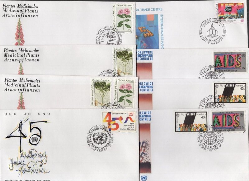 UN New York 1990-1994 Collection of 107 FDC's Appears Complete