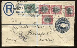 South Africa 1928 4d registered envelope to Hamburg Germany