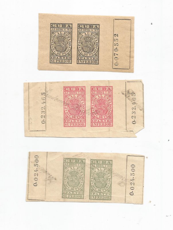 CUBA, 1894 REVENUE PAIR COLLECTION