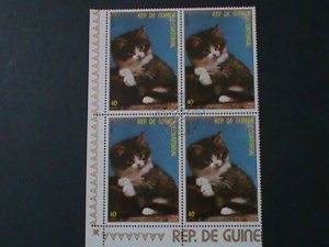 EQUATORIAL GUINEA-BEAUTIFUL LOVELY CATS CTO IMPRINT BLOCK-VF FANCY CANCEL