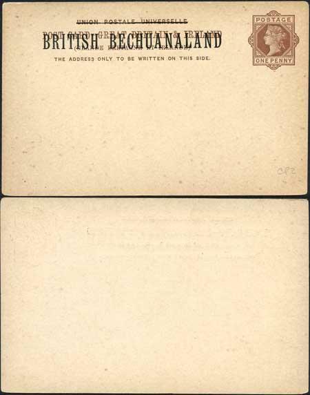 British Bechuanaland O/P on QV 1d Brown Foreign Postcard Mint