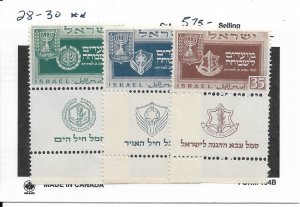 Israel: Sc #28-30, MNH W/Tabs (55127)