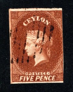 Ceylon #6, F/VF, Used, Wmk. 6, CV $175.00 ....  1290006