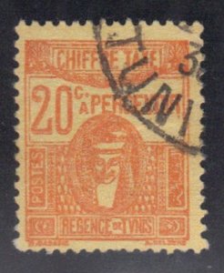 TUNISIA SCOTT# J17 USED 20c 1922-49