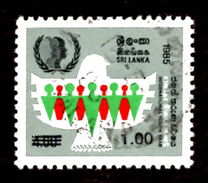 Sri Lanka SURCHARGED 1986 Intl. Youth Year 1r on 4.60r Scott.790 Used (#1)