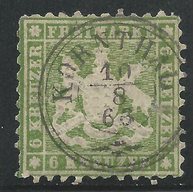 German States Wurttemburg Scott #32 Used Stamp Black SON CDS