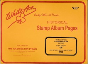 WHITE ACE 2019 US Commemorative Blocks Stamp Album Supplement UB
