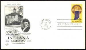 USA Sc# 1308 unadressed (ArtCraft) FDC (b) Corydon, IN 1966 Indiana 150th