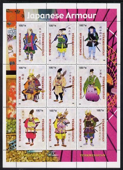 Turkmenistan 1999 Japanese Armour perf sheetlet containin...