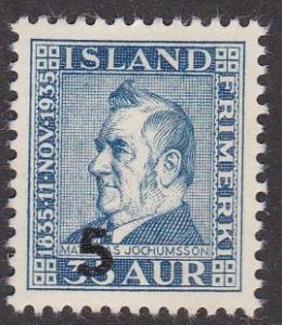 Iceland # 212, Surcharge, Mint H, Half Cat