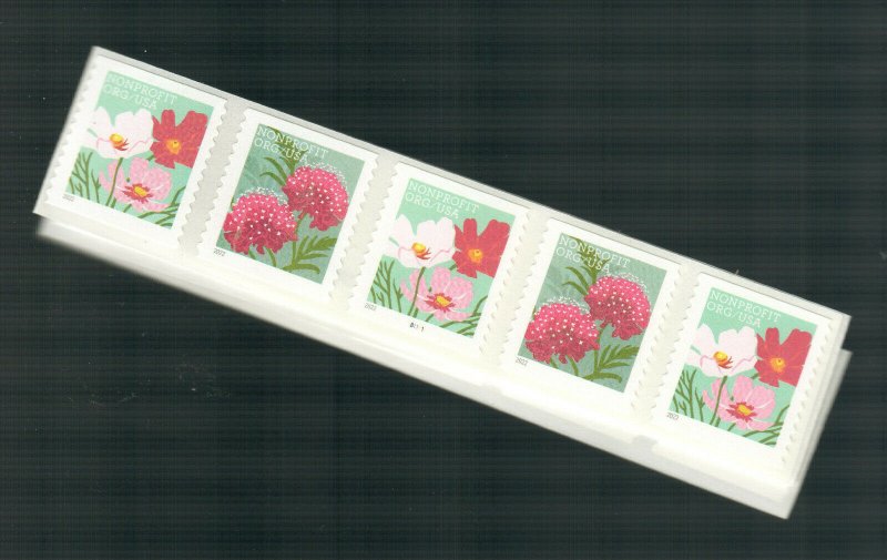2022  Butterfly Garden Flowers PLATE NUMBER COIL STRIP of 25 From 10,00 roll MNH