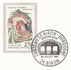 1992 France - FD Card Sc 2292 - Tourism Series - Biron Castle