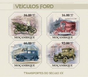 Mozambique 2011 MNH-Vintage Ford Cars. Y&T 3832-3835, Mi 4647-4650, Scott 2291